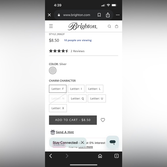 Brighton Silver Charm Letter E - Picture 6 of 8